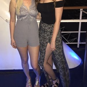 Bohemian patterned maxi skirt with slit